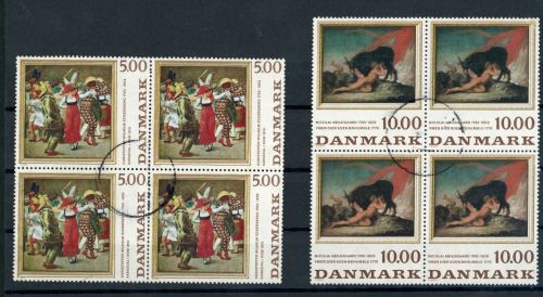 Dänemark Michel Nummer 819 + 820 4er Blöcke gestempelt