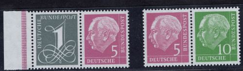 Bund Heuss Zusammendruck, Michel Nr. VO 17 / VO 19 y II, postfrisch