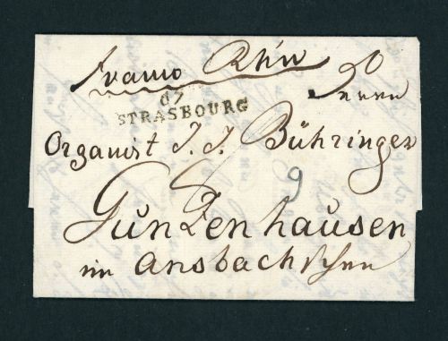 Vorphila Straßburg nach Gunzenhausen 1851