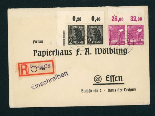 All.Besetzung Einschreiben Leipzig mit Mi.Nr. 943c POR ndgz geprüft
