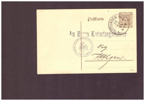 Württemberg Dienst Ganzsache - Königliche Bezirksgeometrie - 1914