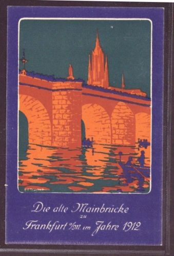 AK Frankfurt , alte Mainbrücke / Weihe zur Grundsteinlegung - 1912 - ungebraucht