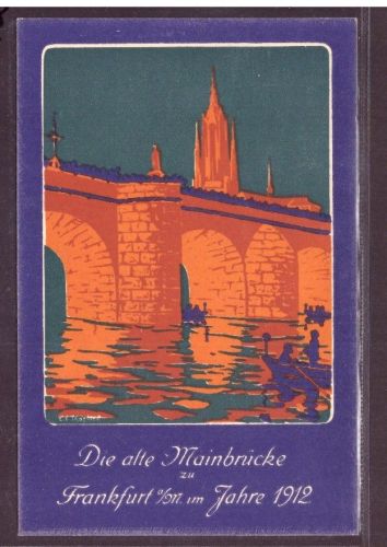 AK Frankfurt , alte Mainbrücke / Weihe zur Grundsteinlegung - 1912 - ungebraucht