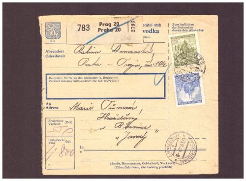 Böhmen und Mähren - Paketkarte - Prag n. Hvozoany 1942