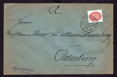 Dt. Reich Dienstbrief Michel Nummer 118 Delmenhorst nach Oldenburg