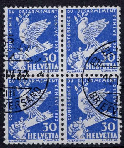 Schweiz, Michel Nr. 253, Viererblock, gestempelt