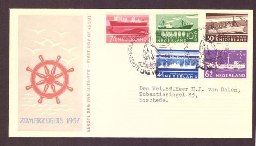 Niederlande FDC - Zomerzegels 1957 mit SStpl. Gravenhagen n. Enschede