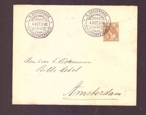 Niederlande Brief - mit SStpl. Gravenhag - Vredesconferente - n. Amsterdam 1907