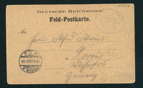 Deutsche Kolonien Deutsch Südwestafrika Feldpostkarte Seepost Linie - Posen 1904