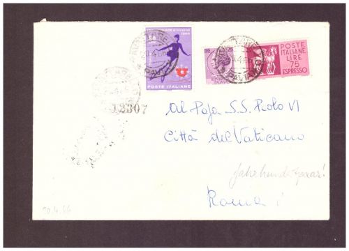 Italien MiFr Brief - an den Papst / Zavattarello - Vatican 1966