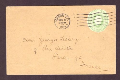 Großbritannien Ganzsache Ausschnitt auf Brief - London nach Paris 1921