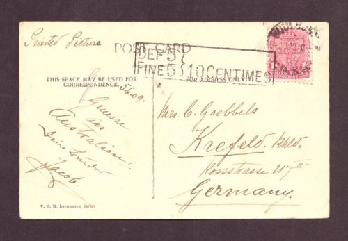 Großbritannien Post Card - Cataract , Launceston - South Wales nach Krefeld 1909