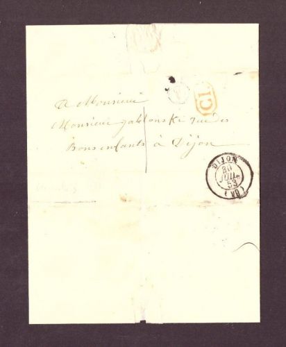Vorphilatelie Brief Frankreich Dijon 1853 - mit Inhalt !