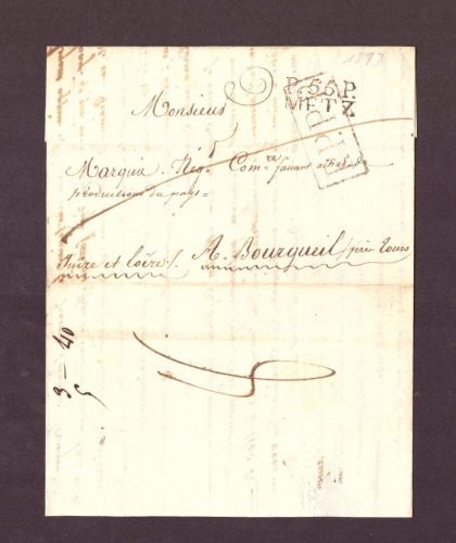 Vorphilatelie Retour Brief Frankreich - Metz L2 + P.P.P.P. nach Bourgueil 1817