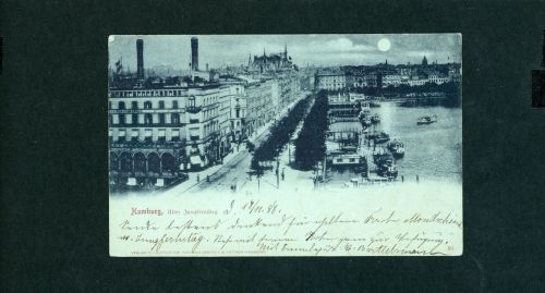 Ansichtskarte Hamburg - Mondscheinkarte Alter Jungferstieg 1898 nach Ulm