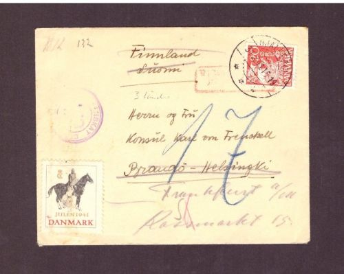Dänemark Zensur Brief - Hjallerup nach Helsinki / Finnland 1941