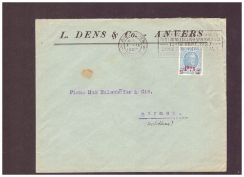 Belgien Brief - Internationale Ausstellung - Brussel / Antwerpen n. Barmen 1927