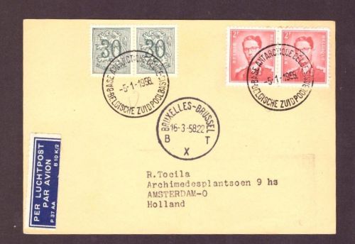 Belgien Luftpost Brief - Bruxelles Brüssel nach Amsterdam / Holland 1958