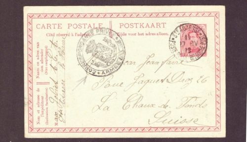 Belgien Ganzsache - Armee Post Stpl : nach la Chaux de Fonds / Schweiz 1918