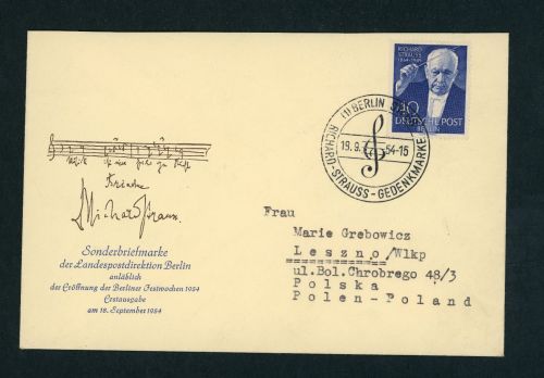 Berlin Michel Nummer 124 mit Sonderstempel Berlin - 19.09.1954