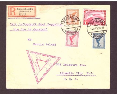 Zeppelin Beleg Graf Zeppelin - 50 Ozeanüberquerung 1933 / SA - Chicago, Atlantic