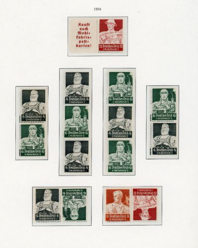 Dt. Reich Lot Zusammendrucke Berufsstände 1934 (K23 - W101) , ungebraucht Falz