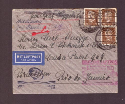 DR Zeppelin 6. Südamerikafahrt 1933 Hamburg n. Rio Brasilien + Via Condor