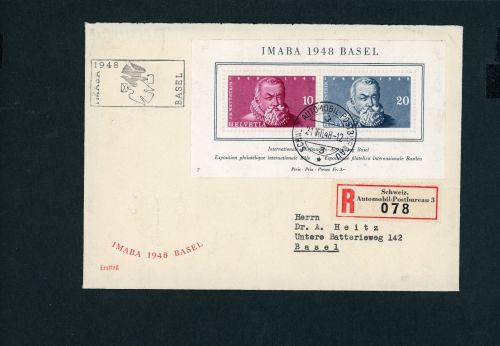 Schweiz Block Nummer 13 FDC Einschreiben Basel