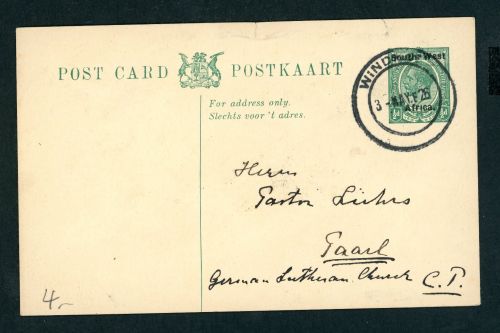 Südafrika Ganzsache Postkaart 1/2 d Zuidwest Afrika - gelaufen Windhuk