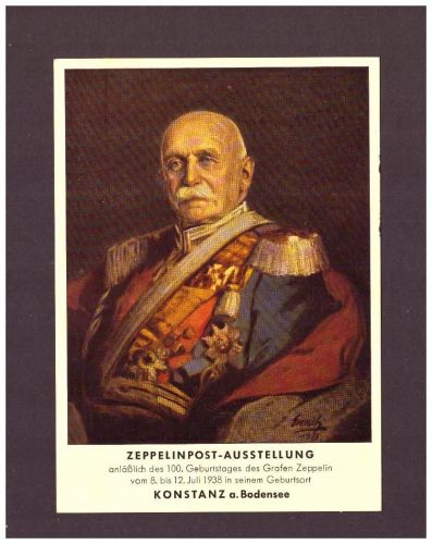 DR Zeppelin Ganzsache Ausstellung Konstanz - 100 . Geburtstag des Grafen - 1938
