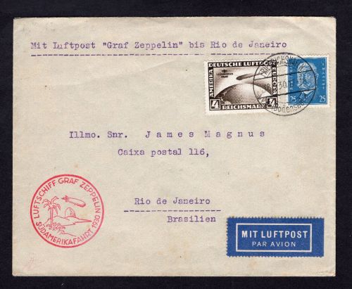 DR Zeppelin MiFr MiNr. 439 Friedrichshafen - Rio, Südamerikafahrt 1930