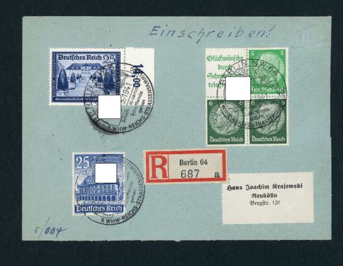 Dt. Reich dekorative Mischfrankatur mit W88 + Mi.Nr. 713 Berlin 1941