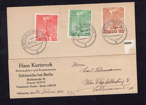 Berlin FDC Michel Nummer 88 - 90 Berlin Sonderstempel