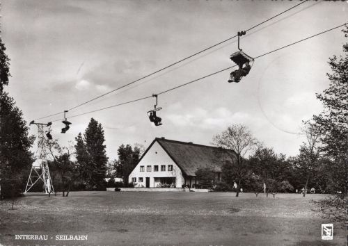 Ansichtskarte Berlin Interbau Seilbahn mit Marken und Sonderstempel 1957