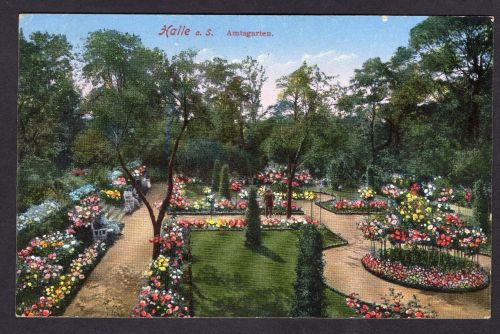 Ansichtskarte Halle Amtsgarten gelaufen 1915