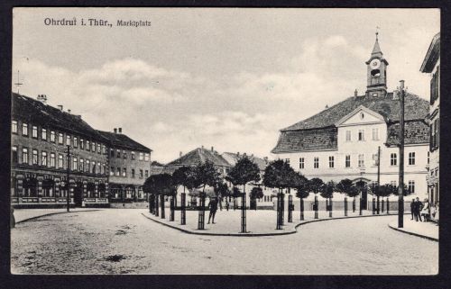 Ansichtskarte Ohrdruf Marktplatz gelaufen 1918