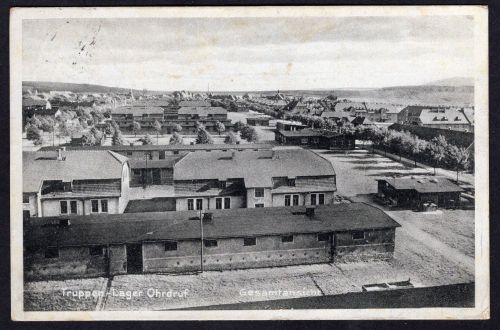 Ansichtskarte Ohrdruf Truppen Lager Gesamtansicht gelaufen 1930