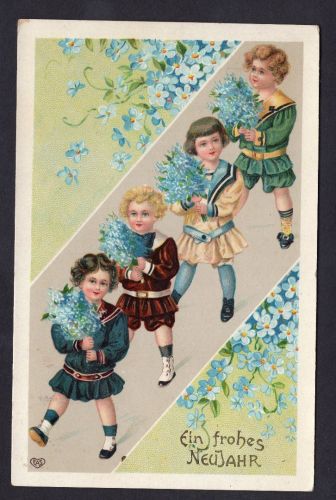 Ansichtskarte Ein frohes Neujahr 1908 gelaufen Glückstadt