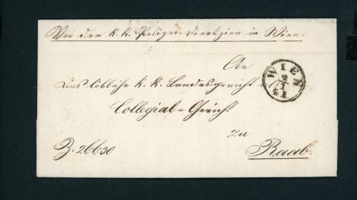 Österreich Polizei Wien Siegelbrief 1852 nach Raab
