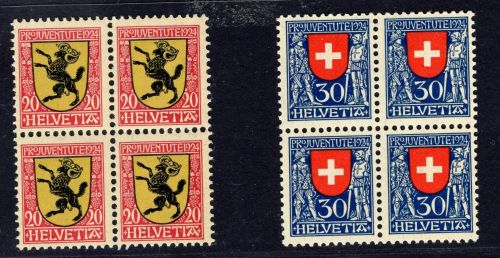 Schweiz Michel Nr 211 + 212 Viererblock postfrisch