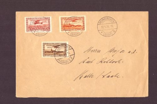Brief Saargebiet Neunkirchen nach Halle / Saale 1935