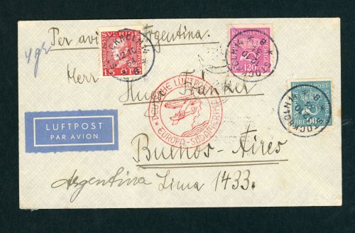 Zeppelin Vertragsstaatenpost Schweden Südamerikafahrt 1934 Stockholm