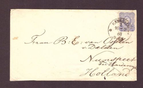 Deutsches Reich EF Brief - MiNr. 34 Pfennige - Hannover n. Nunspeet Holland 1880
