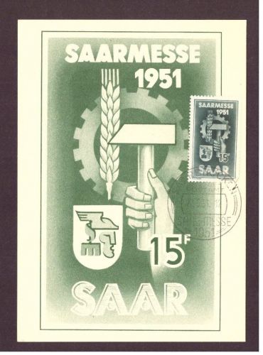 Saar Maximal Karte - Messe 1951 + Sondermarke mit SST