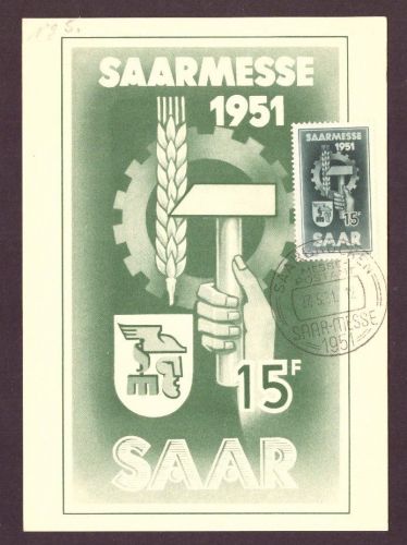 Saar Maximal Karte - Messe 1951 + Sondermarke mit SST