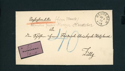 Nachnahme Sendung Heudeber nach Zilly 1884