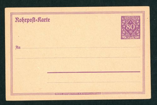 Dt. Reich Ganzsache Michel Nummer RP 22 - Rohrpostkarte ungebraucht