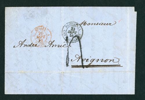 Vorphilatelie Brief Schweiz Nettstall nach Avignon Frankreich 1858