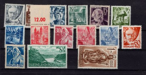 All. Besetzung Franz. Zone Rheinland Pfalz Mi Nr 1 - 15 postfrisch
