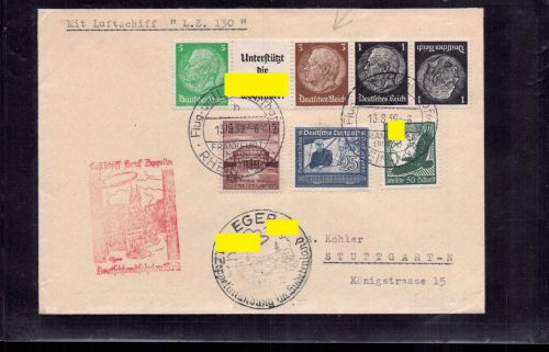 DR Zeppelin Beleg Deutschlandfahrten 1939 - Eger Zeppelinlandung im Sudetenland